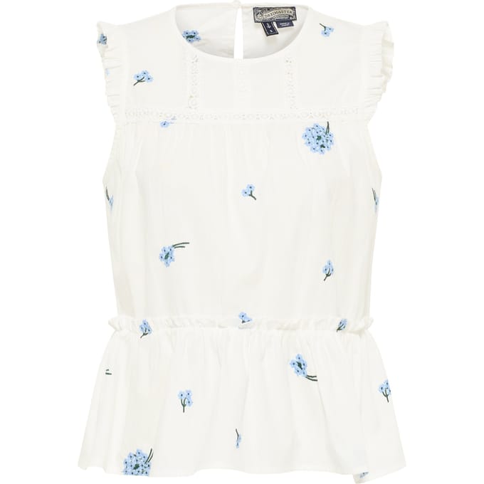 Dreimaster Top Dames Wol Wit Blauw