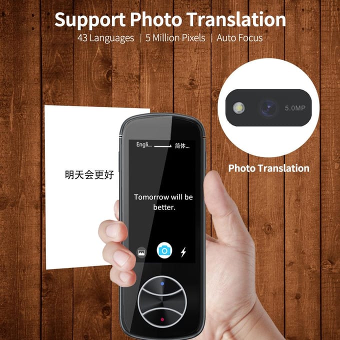 V10 Smart Translator Ondersteuning online/offline/fotovertaling 3 inch touchscreen aluminiumlegering grijs