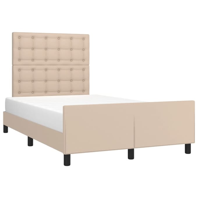 vidaXL - Bedframe - met - hoofdbord - kunstleer - cappuccinokleurig - 120x200 - cm