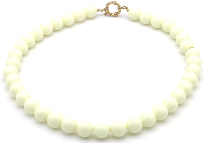 Ketting met kralen - RVS - wit - 45 cm - dames