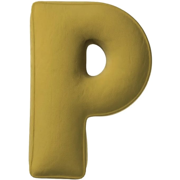Kussen letter p Yellow Tipi Posh Velvet