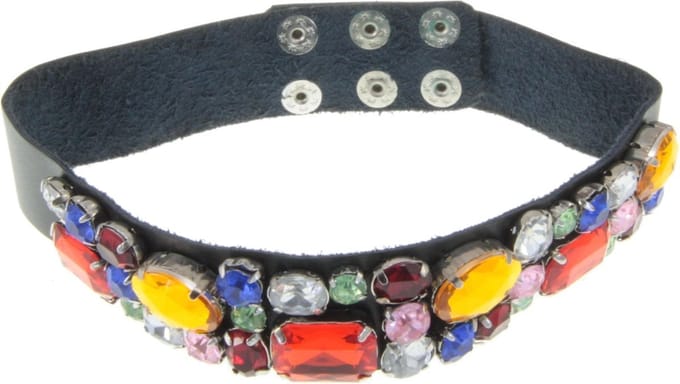 Behave - Leren choker met stenen - Statement accessoire voor avond
