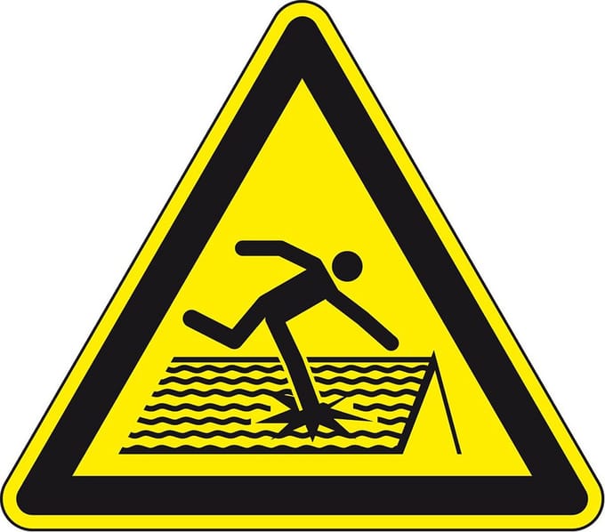 Sticker instortingsgevaar, ISO 7010, W036 50 mm - 10 stuks per kaart