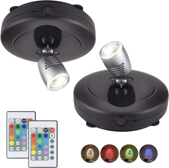Draadloze LED Plafondspots met Afstandsbediening - 2 Stuks RGB Accentverlichting