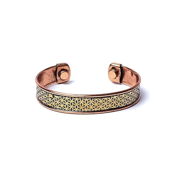 Yogi & Yogini - Armband - koper - Bloem des Levens - magnetisch