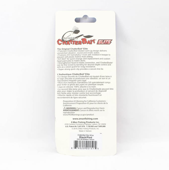 Zman Chatterbait Elite 3/8 oz Zinkend Kunstaas Zwart Rood (1515)
