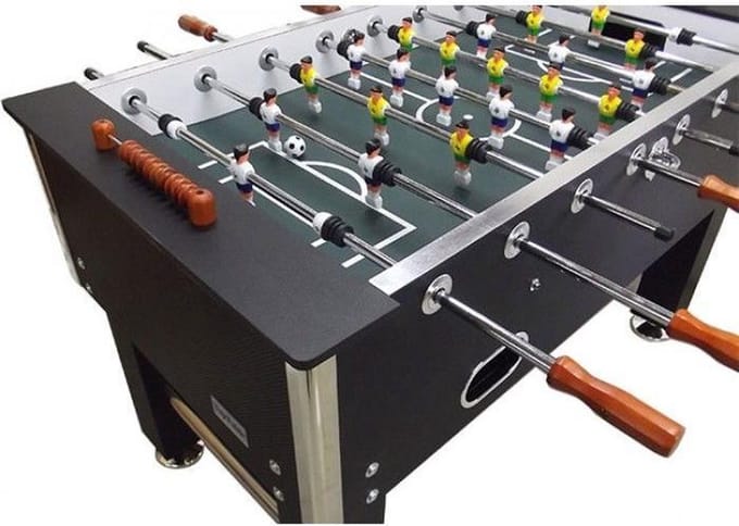 Voetbaltafel Toptable Big Black Carbon met 5 kurken bal extra