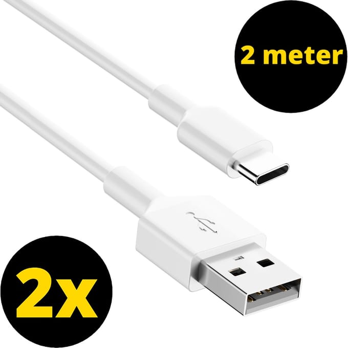 ThunderGold 2x USB C kabel 2 Meter - USB A naar USB C kabel - USB C naar USB A kabel - USB-C kabels - Oplaadkabel USB C - USBC kabel