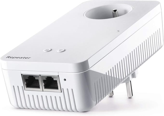 Core® Wifi Versterker Stopcontact - Repeater - 2 Ethernet-Poorten - 1200 Mbit - Wit - 4cm x 6cm x 10cm; 570 g