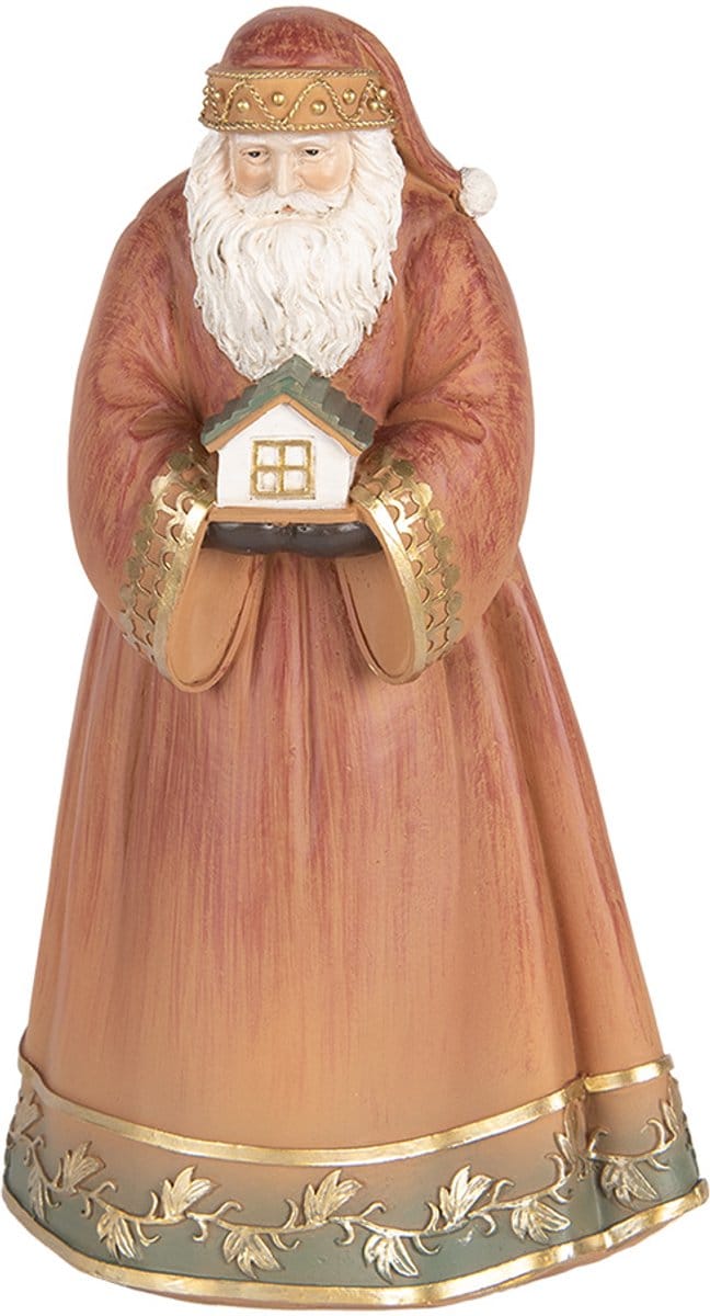 Clayre & Eef Kerstdecoratie Beeld Kerstman 17x13x27 cm Rood Kunststof