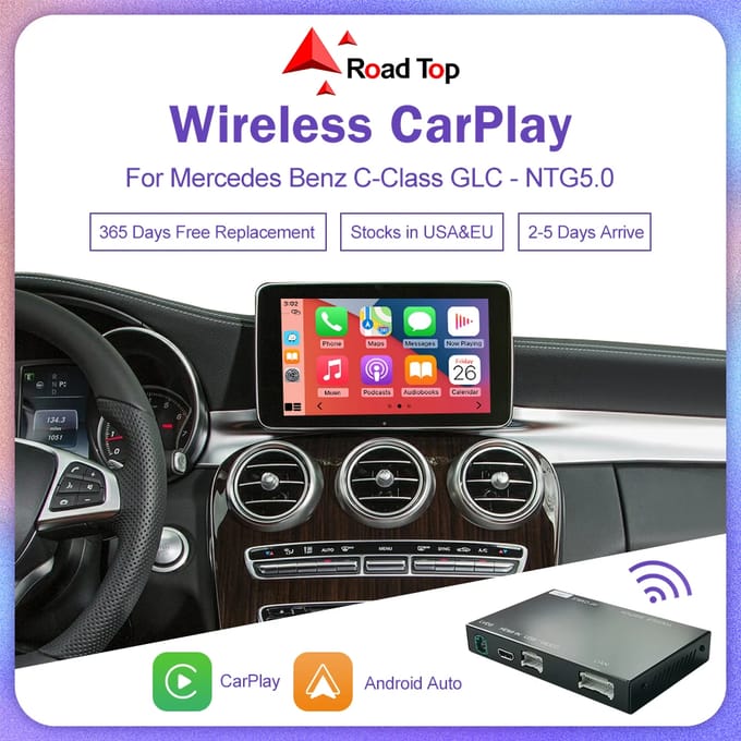 Road Top Draadloze Carplay Decoder voor Mercedes Benz NTG5.0 C GLC CLA GLA Klasse W205 2015-2018 Ondersteuning Android Auto Mirrorlink
