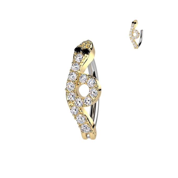 Piercing clicker front snake - goud - LMPiercings