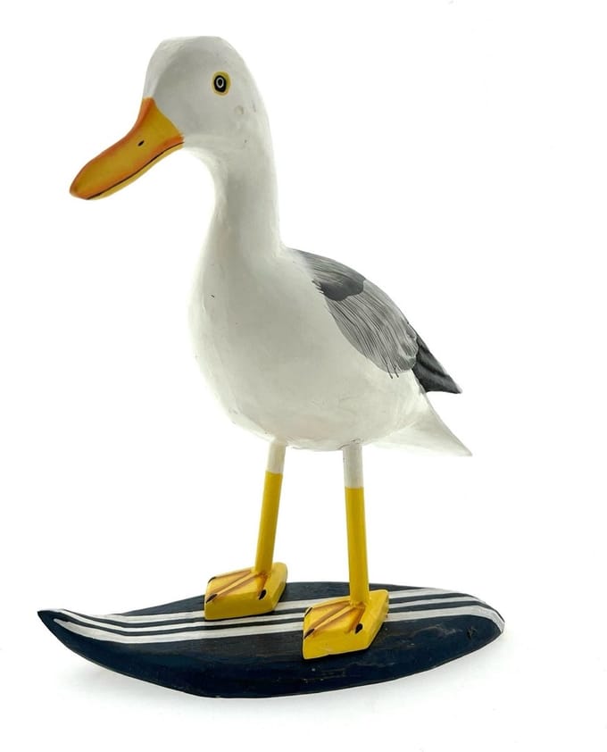 Meeuw op surfplank L donkerbl/wit 21 cm