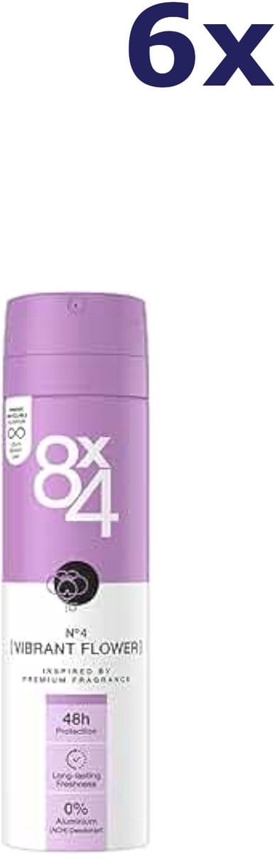 6x 8x4 Deo Spray No.4 Vibrant Flower 150 ml