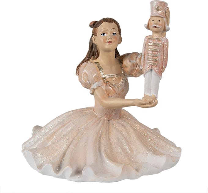 Clayre & Eef Beeld Ballerina 13 cm Roze Polyresin