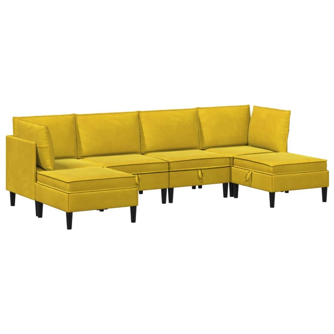 vidaXL - Woonkamer - Meubelset - 6 - st - Geel - Fluweel