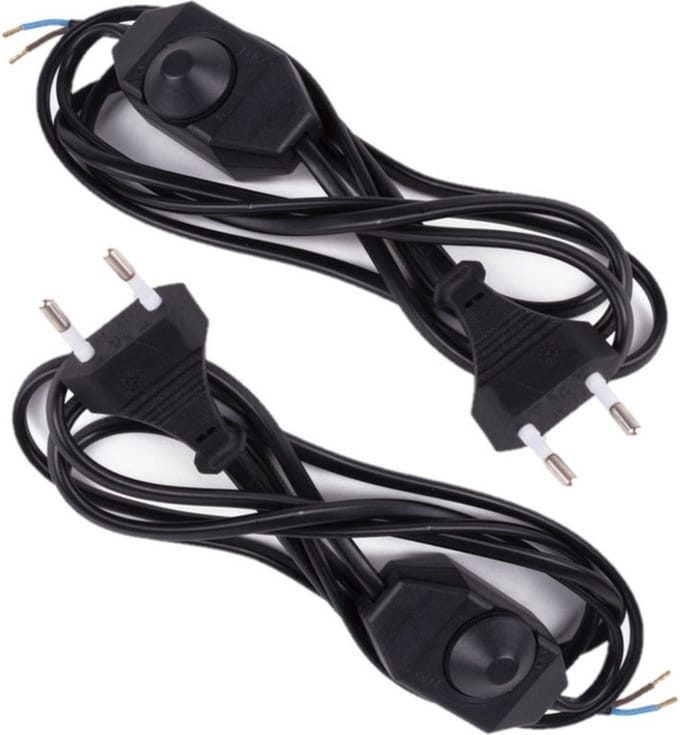 Benson Snoer met dimmer en stekker - 2x - zwart - 2 m - snoerdimmer