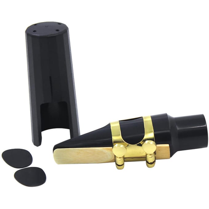 Tenor Sax Saxofoon Mondstuk Kunststof met Kap Metalen Gesp Riet Mondstuk Patches Pads Kussens black