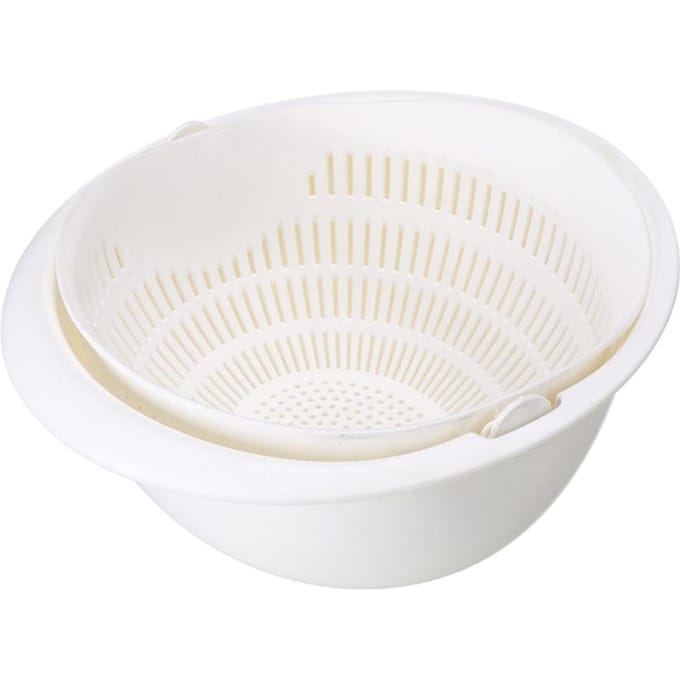 Dubbellaags Afdruipmand Fruit Groente Wassen Vergiet Zeef Keukengereedschap (Wit) wit