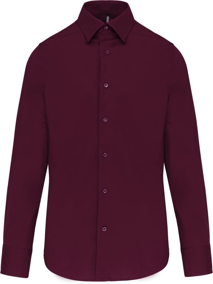 Kariban Heren stretch overhemd lange mouwen K529 - Wine - M