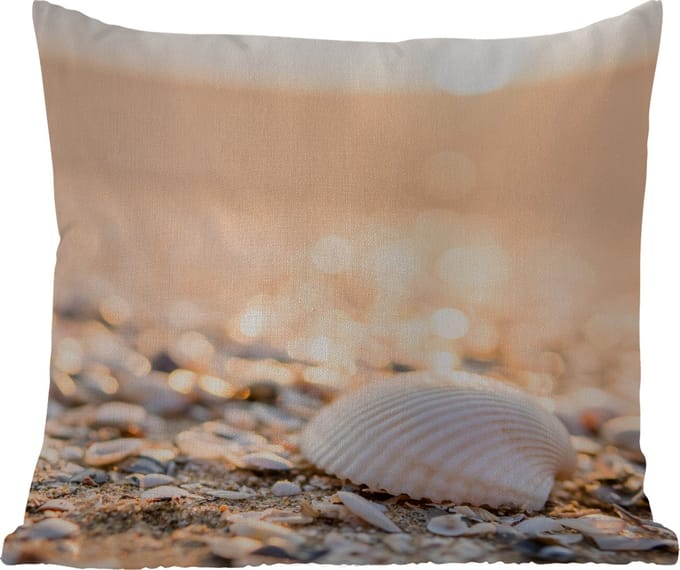 Tuinkussen - Schelpen - Wit - Strand - Zomer - 40x40 cm - Weerbestendig