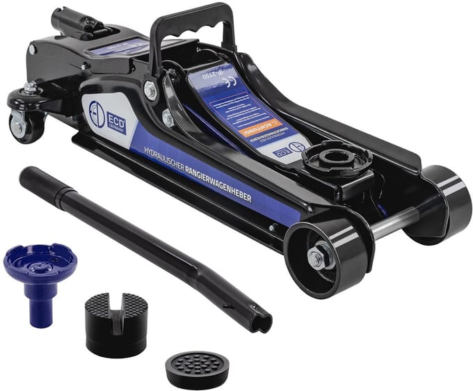 Hydraulische 2,5T manoeuvreerkrik draagbaar incl. 2x rubberen onderlegger & SUV-adapter