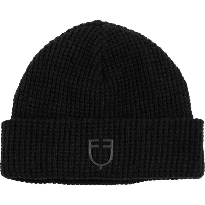 Ribbelende wollen muts met logo Equestro