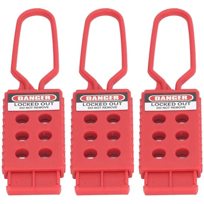 3PCS Moraillons de consignation à 6 trous Moraillon de consignation pour isolation électrique pour maintenance d'arrêt Diamètre du trou 9 mm red