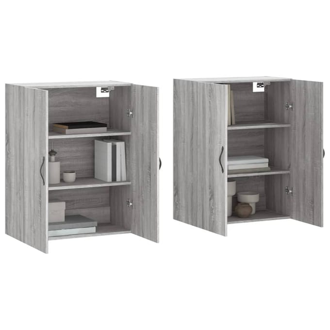 vidaXL - Hangkasten - 2 - st - bewerkt - hout - grijs - sonoma - eikenkleurig