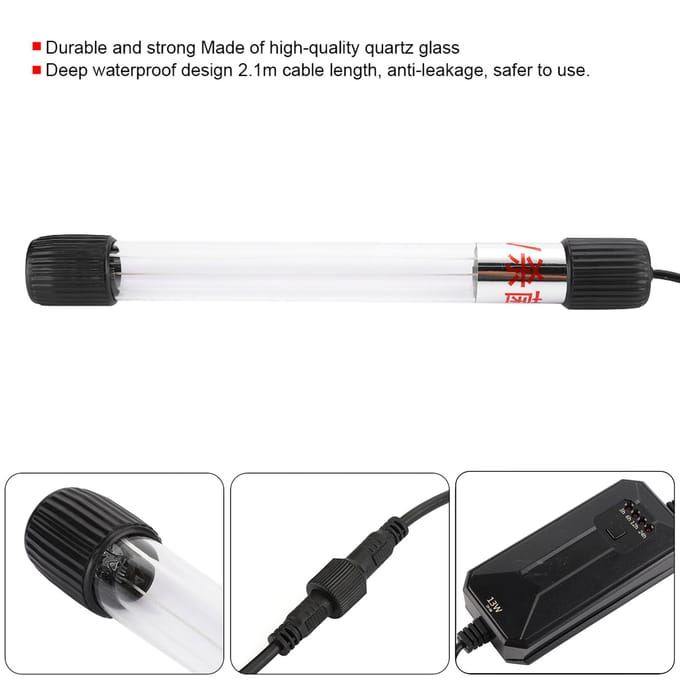 Visbak UV Timer Germicide Lamp Aquarium Algenlamp Amfibisch LichtUS 110V 13W black
