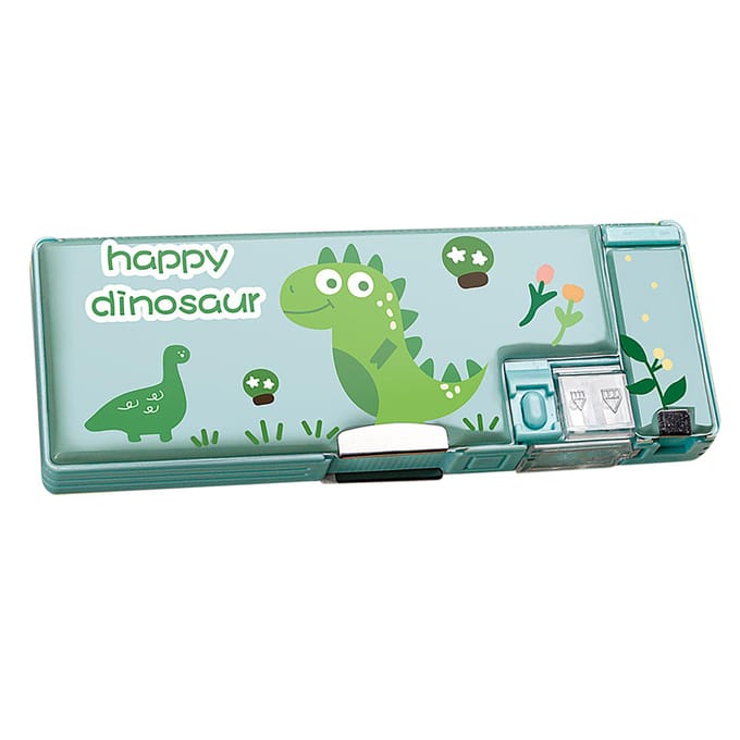 Etui Schattige Cartoonstijl Dubbelzijdig Ingebouwde Puntenslijper Draagbaar Grote Capaciteit Grote Potlood Cute Dragon white