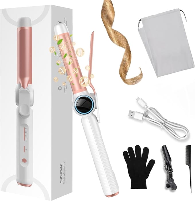 Draadloze Krultang USB Oplaadbaar - Draagbaar & Reismodel - Voor Kort en Lang Haar