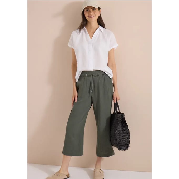 3/4-broek met Wide Leg pijpen van mousseline