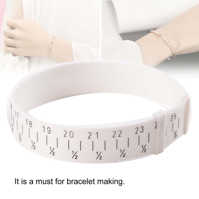 Jauge de bracelet en plastique pour jonc, mesureur de bijoux, outil de mesure de la taille du poignet 15-25 cm white