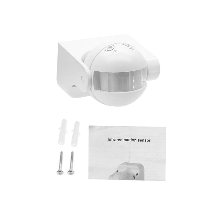 AC 220V240V 180 Graden Buiten IP44 Beveiliging PIR Infrarood Bewegingssensor Schakelaar Bewegingsdetector wit