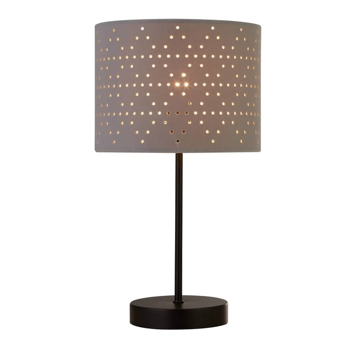 Searchlight Tafellamp Taave, grijs/zwart, textiel, metaal, 27 cm, E14