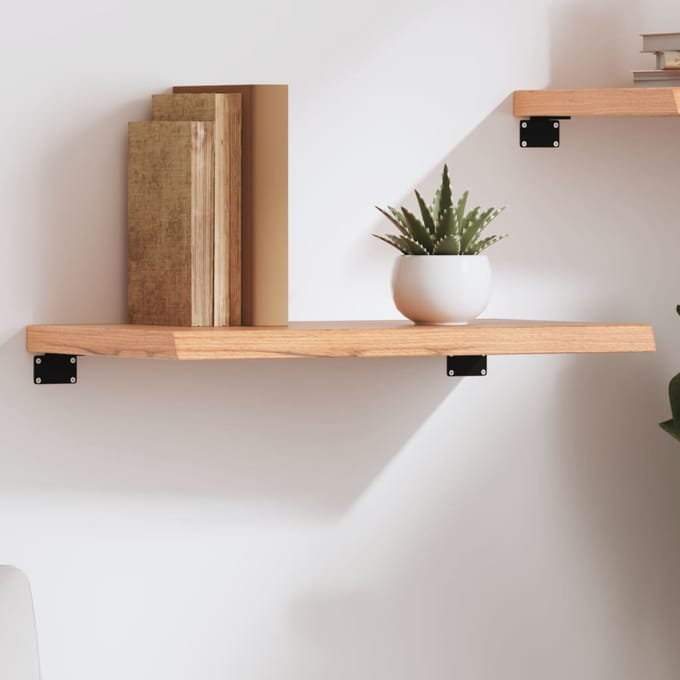 vidaXL - Wandschap - 60x40x(2-4) - cm - behandeld - massief - eikenhout - lichtbruin