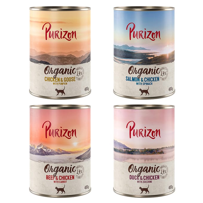 Voordeelpakket: Purizon Organic 24 x 400 g - Voordeelpakket 4 Soorten