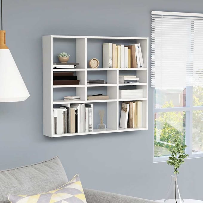 vidaXL - Wandschap - 90x16x78 - cm - bewerkt - hout - wit