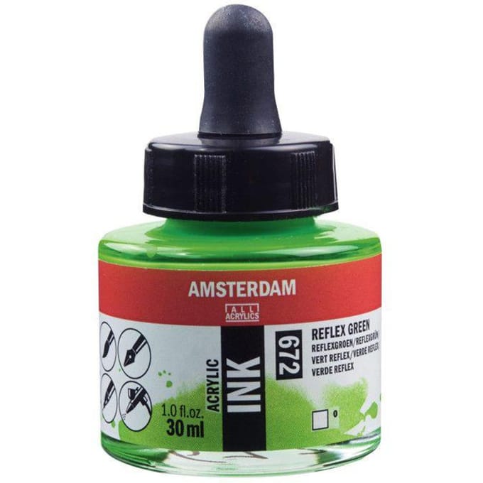 Flacon encre acrylique Acrylic Ink Amsterdam 30ml vert reflex vert