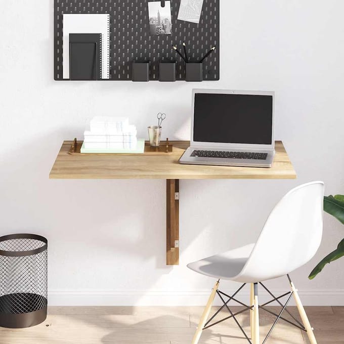 Vidaxl Opklapbare Wandtafel, Kleur Eiken, 100 X 60 Cm