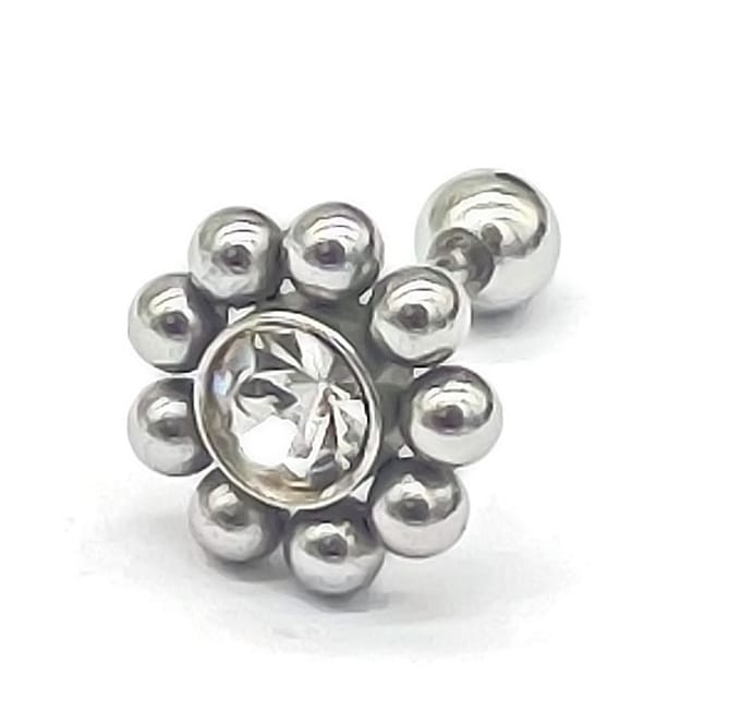 Oorpiercing met Kraal - RVS - 7 mm - Zilverkleurig