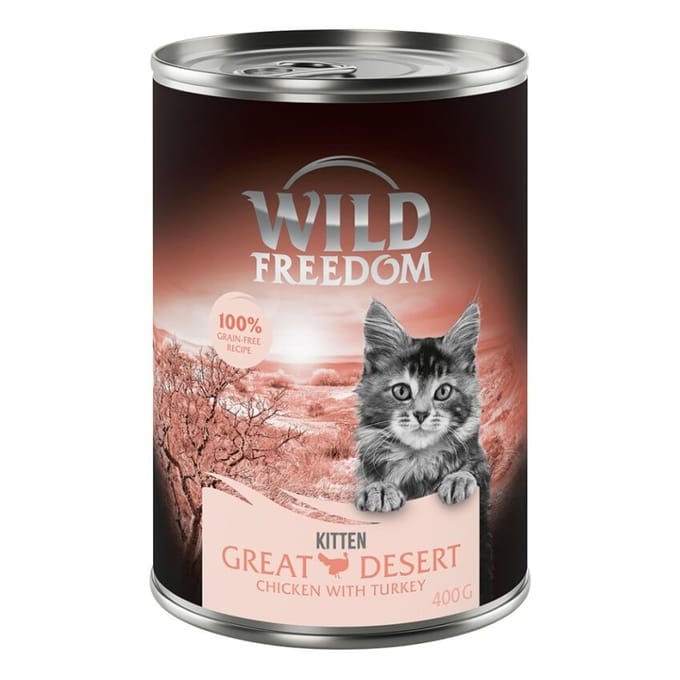 12x400g Kitten Great Desert Kalkoen & Kip Wild Freedom Kattenvoer