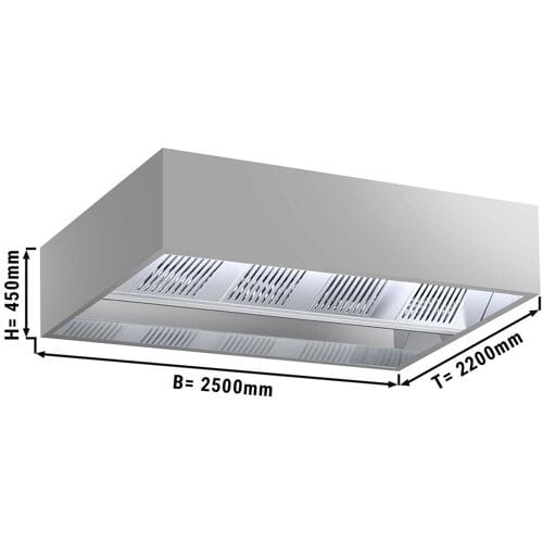 GGM Gastro Induktions-Deckenhaube - 2500mm - ohne Motor - mit Filter