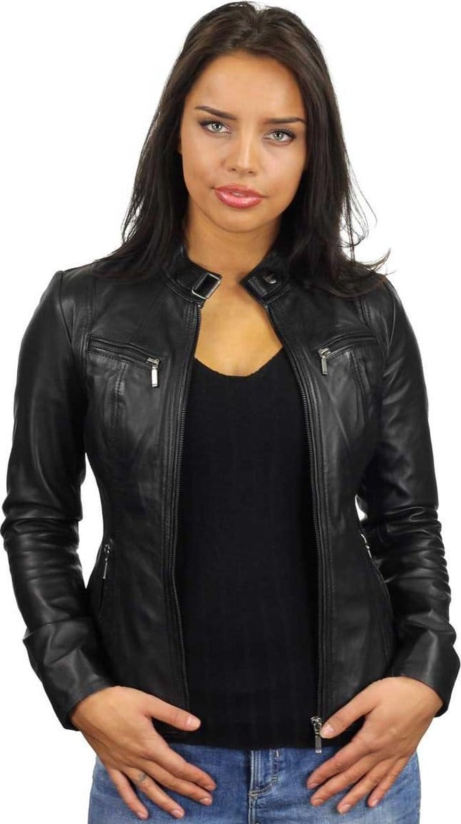 Versano Tulsa Leren Dames Bikerjack Dames Jas L - Zwart