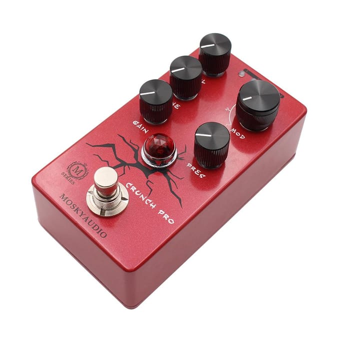 MOSKYAUDIO Gitaar Distortion Pedaal Elektrische Gitaar Effectpedaal Vol/Tone/Gain/Pres Control True rood