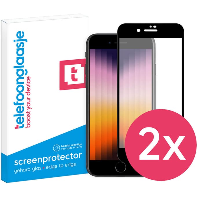 DuoPack: iPhone SE (2022) screenprotector gehard glas Edge to Edge