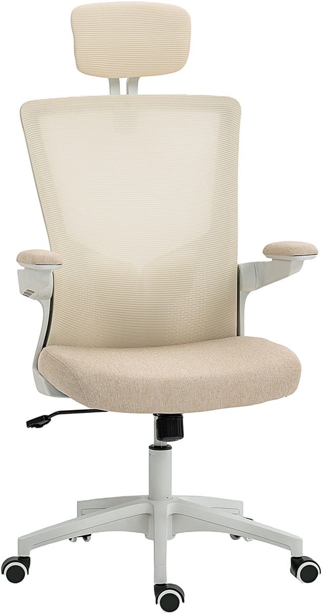 Ergo. Bureaustoel - Verstelbaar Lendenst - Hoofds - 60x63x120cm - Beige