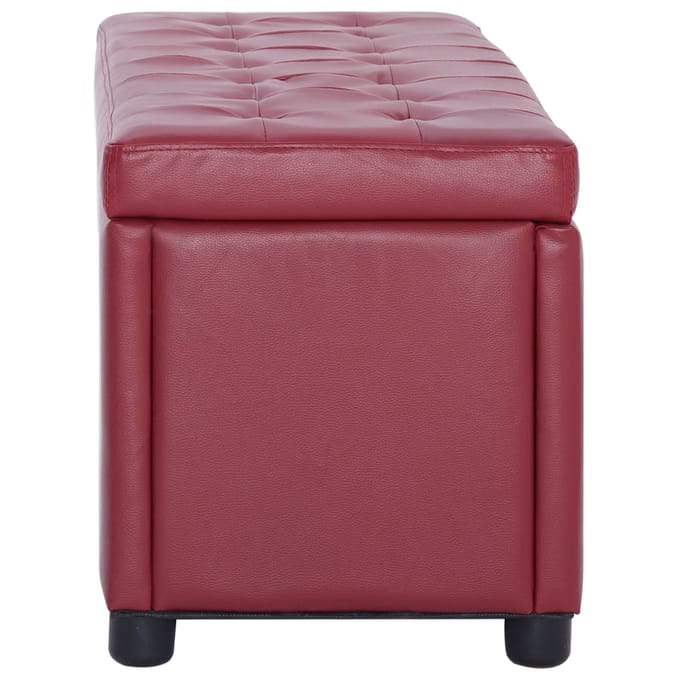 vidaXL - Opberghocker - 87,5 - cm - kunstleer - wijnrood