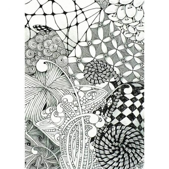 Tekenset Sakura Zentangle set à 20 patronen wit